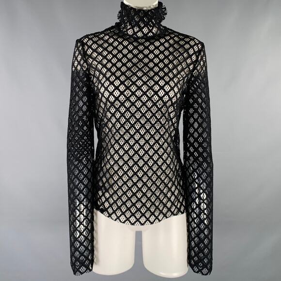PHILOSOPHY di LORENZO SERAFINI Size 4 Black Polyester Mesh Pullover - Picture 1 of 7